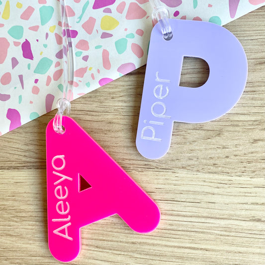 Acrylic letter bag tag
