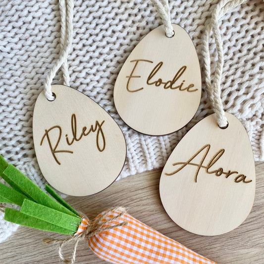 Wooden egg tag- name only