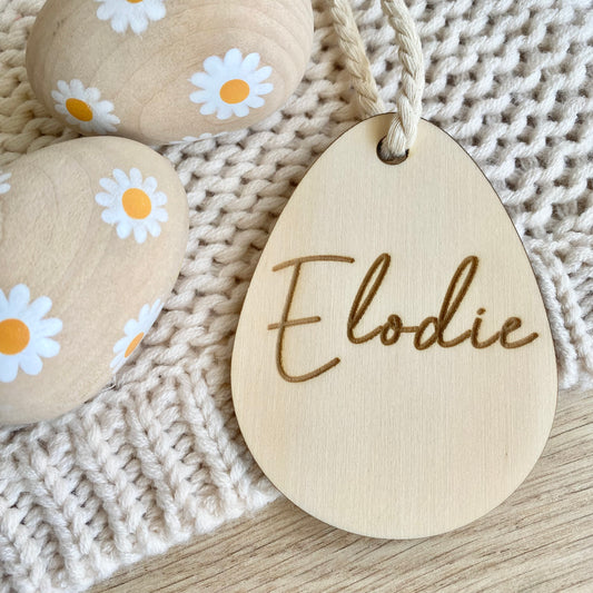 Wooden egg tag- name only