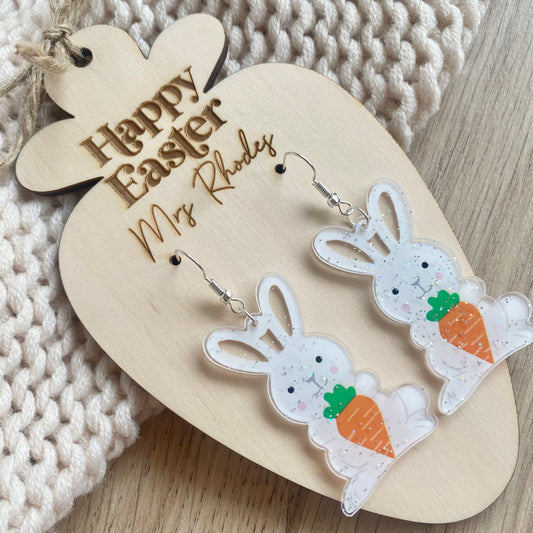 Easter earrings gift- bunny & carrot