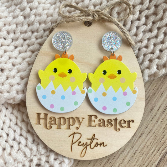 Easter earrings gift- chick&egg