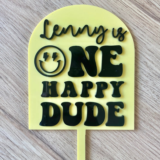 One happy dude arch cake topper